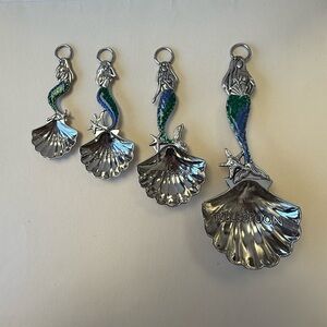 Ganz Silver-toned Enameled Mermaid and Seashell Measuring Spoons Set.
